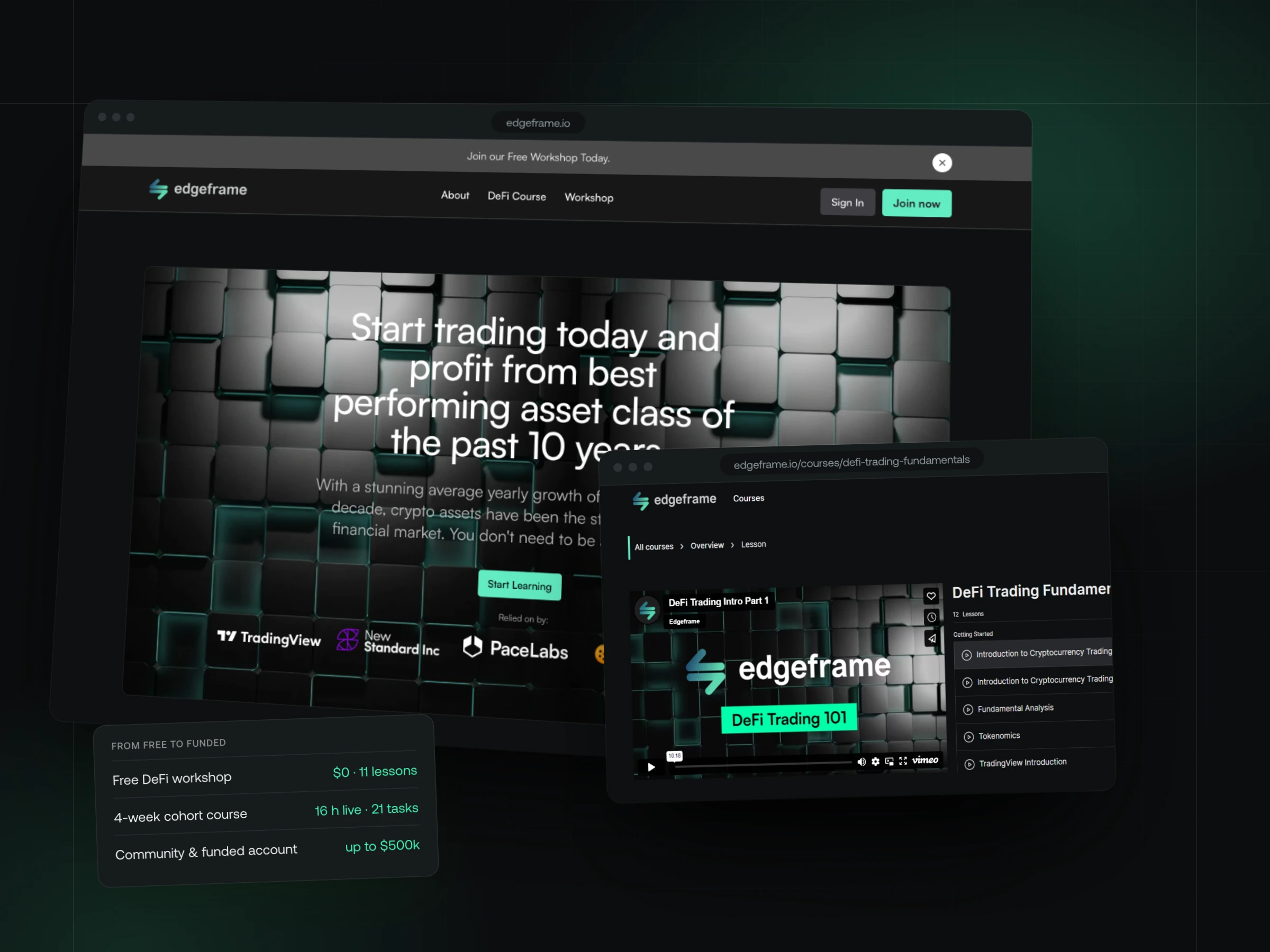 Edgeframe — From a landing page to a learning app for DeFi traders