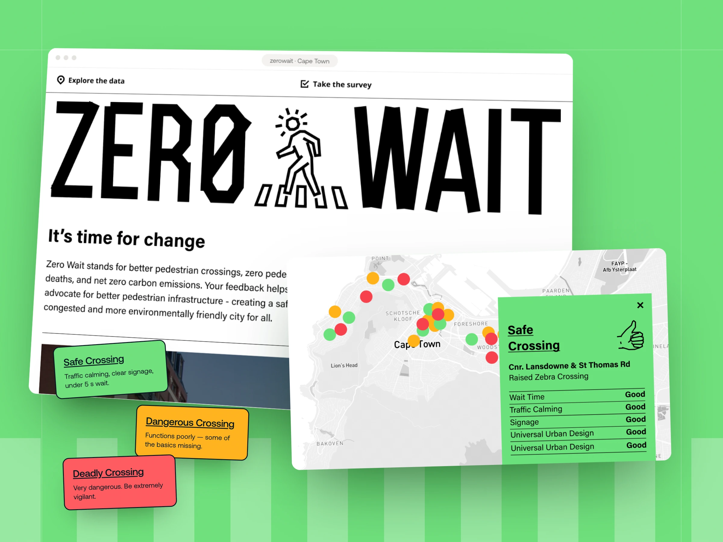 Zero Wait — An interactive crossing map for a pedestrian-safety campaign